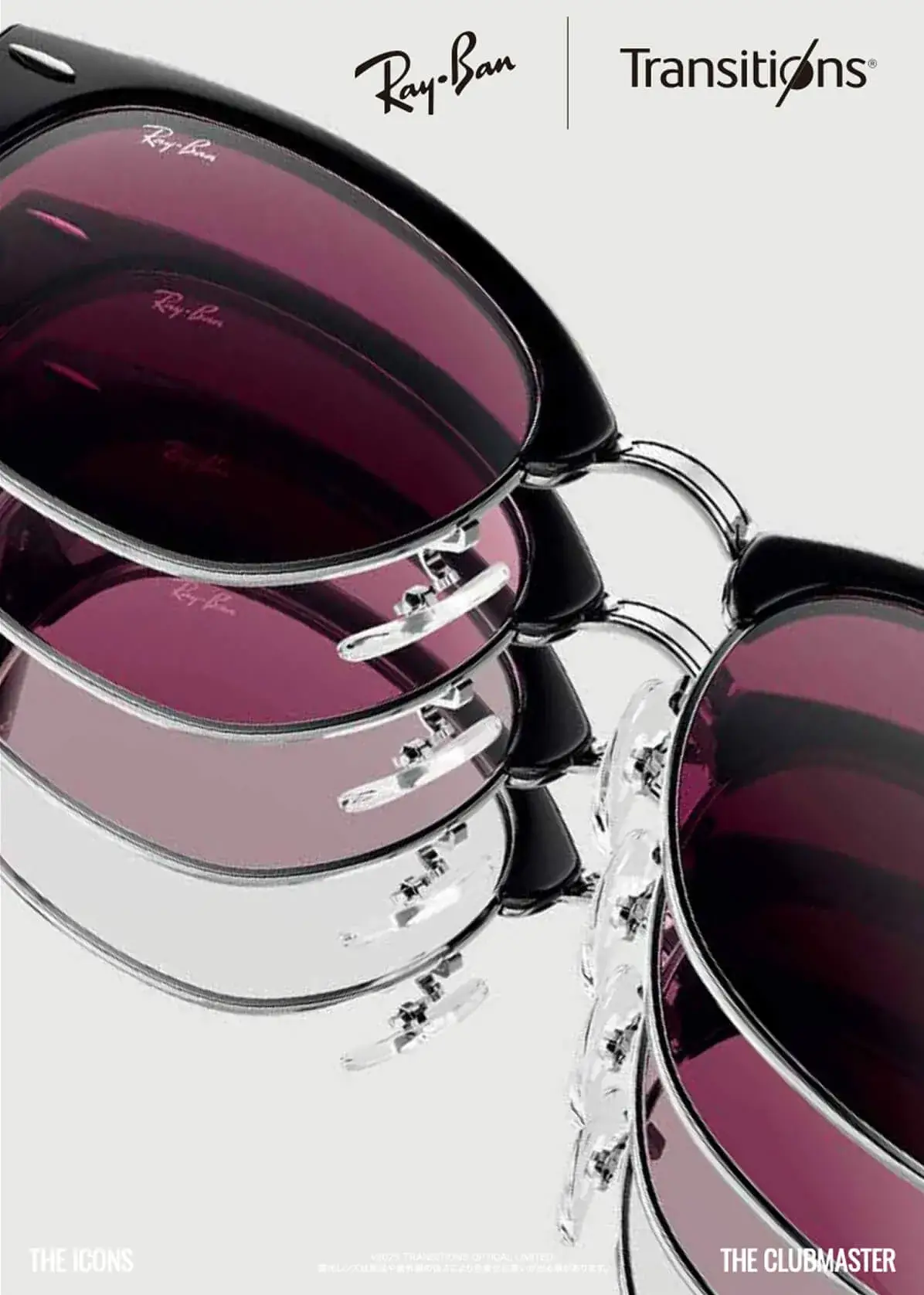 光の量に応じて色が変化するRay-BanのTRANSITIONS®レンズ（トランジションズ®レンズ）の画像